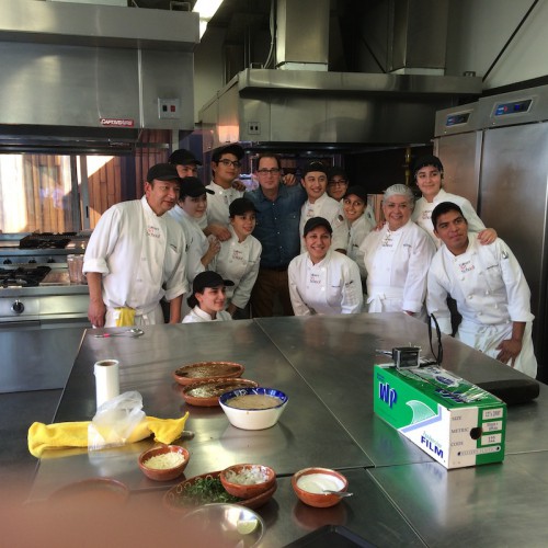 Sam with students at the Culinary Art School in Tijuana