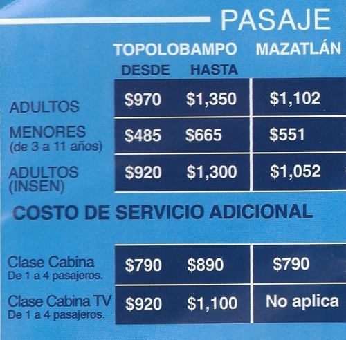 Baja Ferries ticket price