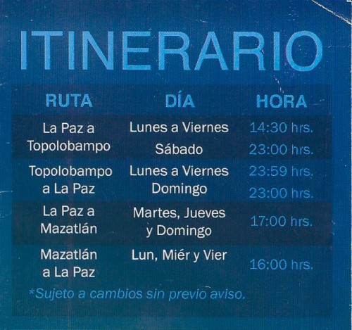 Baja Ferries Schedule