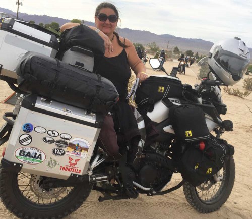Sara on her CSC 250 Cyclone Adventure Motorcycle